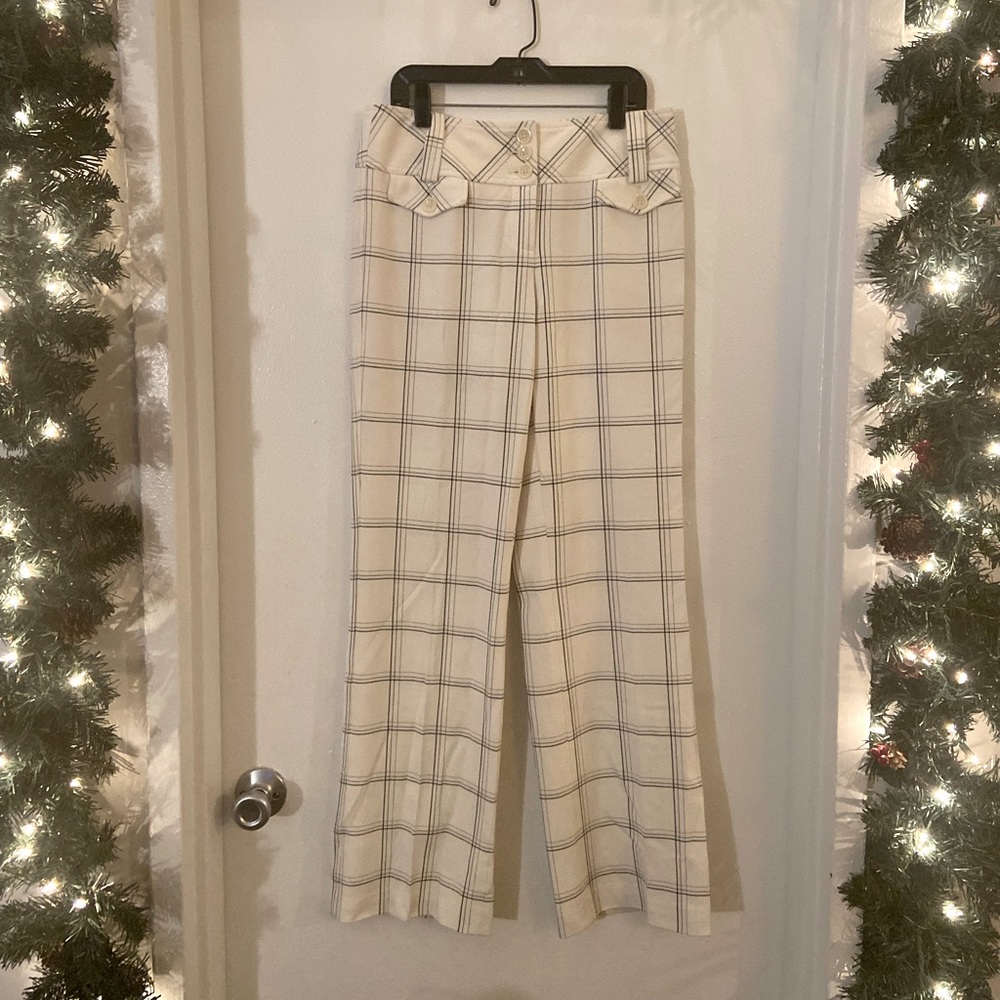 Loft Plaid Low Rise Stretch Pant Black and White size 2